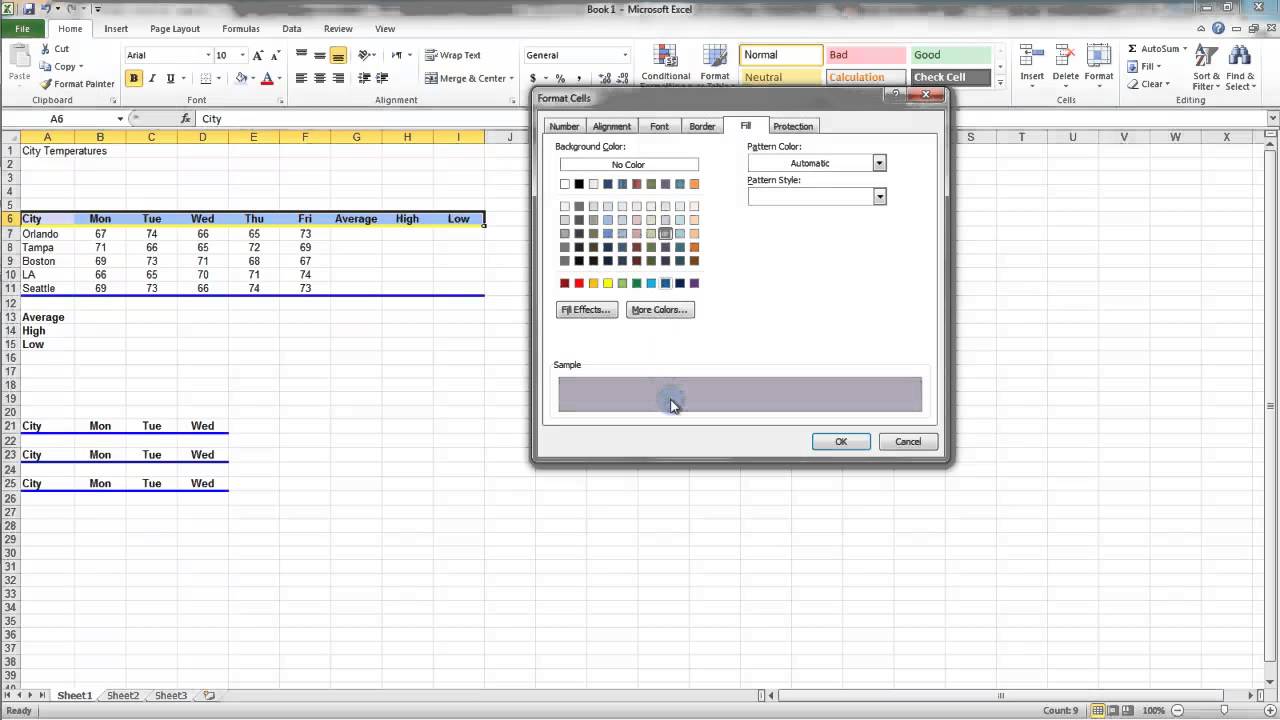 how to shade excel for mac 2011 rows in pattern